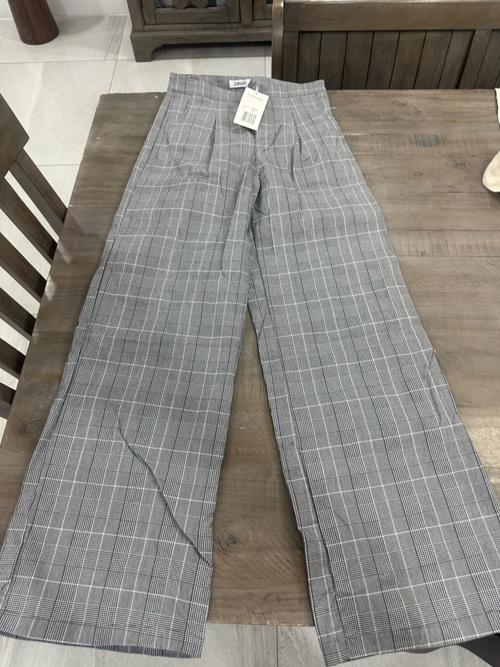 Women’s Gray Windowpane Wide Leg Dress Pants NWT Size M